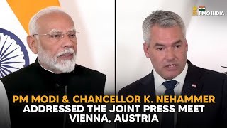 PM Narendra Modi amp Chancellor K Nehammer address the Joint Press Meet Vienna Austria [upl. by Ailemor]