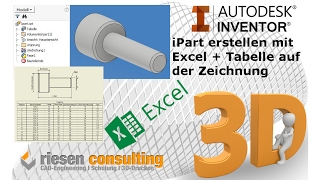 Inventor Training iPart mit Excel erstellen  Zeichnungsableitung mit Tabelle Schulung Deutsch [upl. by Lamag944]