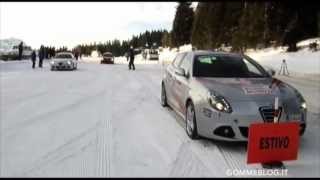 Alfa Romeo Giulietta Test Neve Snow Test  Pneumatici Invernali VS Catene VS Estive [upl. by Tymes]