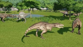 2 TRex VS 2 Spinosaurus VS 2 Giganotosaurus VS 2 Carcharodontosaurus  JWE [upl. by Lewan]