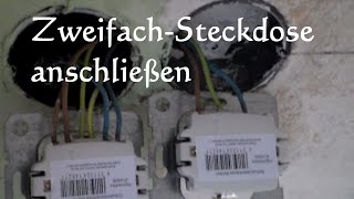 Doppelsteckdose anschließen einbauen  zweifach Steckdose anschließen anklemmen installieren Montage [upl. by Ellehcar]