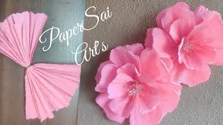 Giant Crepe paper flower for room decorFlores de papel crêpeHandmade Cherry BlossomPaperSaiArts [upl. by Jodoin]