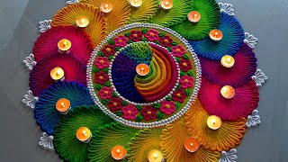 1781 Satisfying video  Diwali rangoli designs  Navratri rangoli design  Sand art [upl. by Enilorak919]