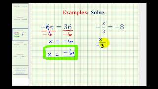 Ex Solving One Step Equation by MultDiv Integers Var on Left [upl. by Resneps566]