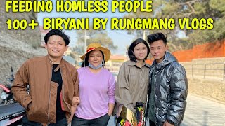 FEEDING 100 BIRYANI TO HOMESLESS PEOPLE BY RUNGMANG KITCHEN  GIRLFRIEND RIDING MY BIKE [upl. by Nhguavoj]