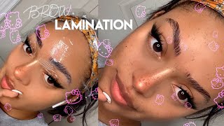 I TRIED BROW LAMINATION AT HOME DIY  QUARANTINE WEEK VLOG [upl. by Inimak]