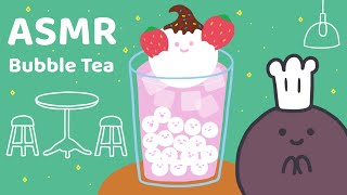 Strawberry bubble tea with white tapioca pearls ASMR Animation [upl. by Harp]