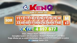 Tirage du soir Keno® du 30 janvier 2024  Résultat officiel  FDJ [upl. by Seana260]