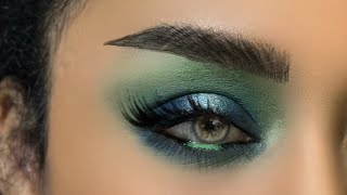 Detailed GREEN SMOKEY HALO EYESHADOW TUTORIAL FOR BEGINNERS  SOFT SMOKEY EYE eyeshadowtutorial [upl. by Nerrej190]