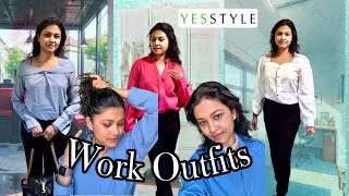 Trying on ★ YESSTYLE Work Outfits 20 Outfits  Code  PAMSSTATION [upl. by Battiste]