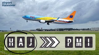 TUIfly takeoff from Hannover airport HAJ  Boeing 737MAX8 50 YearsHapag Lloyd Livery [upl. by Naras]