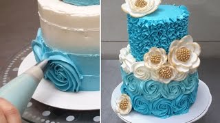 EASY WEDDING CAKE IDEA  How To Make Swirl Buttercream Roses by Cakes StepbyStep [upl. by Amara]