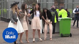 Dolledup racing fans arrive at Ladies Day for Aintree  Daily Mail [upl. by Yraeht]