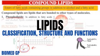 Lipids Classification Structure and Functions [upl. by Ainerol]