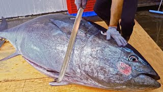 Worlds Sharpest Tuna Knife！Amazing Giant bluefin tuna cutting Master  驚人的！巨大黑鮪魚切割技巧 黑鮪魚大腹Sashimi [upl. by Gilman380]