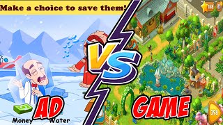 GARDENSCAPES Ad VS Gameplay  Should YOU Download Gardenscapes  AD amp GAME COMPARISON [upl. by Beatrix]