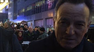 Bruce Springsteen arriving at the Walter Kerr Theatre on BroadwayNew York on 16th January 2018 [upl. by Anemolihp]