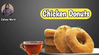 ചിക്കൻ ഡോണറ്റ്  EASY amp TASTY CRISPY CHICKEN DONUTS  Lunch Box Recipe  Zalima World [upl. by Pernas]