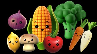 Dancing veggies Dancing fruits CUTE Animation  Baby Sensory video  High Contrast Sensory [upl. by Ilke763]