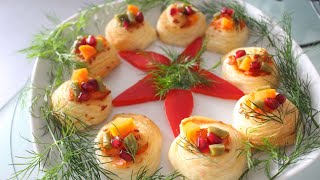 Advent Kranz Frühstücks Ideen mit Lachs amp Blätterteig Snacks Aperitiv  Christmas Recipe Ideas [upl. by Ilahsiav932]