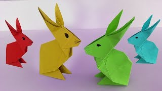 Hase aus Papier falten Origami  Rabbit paper fold [upl. by Vieva661]