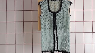 Vestă croșetată pentru incepătoriSfatul bunicii DrestCrocheted vestGehakelte westeMacrame [upl. by Blainey504]