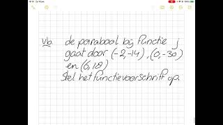 3Ath  wiskunde  H7  75 Functies bij parabolen  als snijpunt met yas bekend is [upl. by Arabeila373]