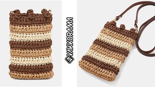 Making a Knitted Phone Bag from Paper Yarn belonging to a famous brand [upl. by Kristina191]