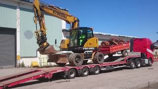 Hydrema MX14 and trailer unloading from Volvo FH13 amp Nooteboom trailer [upl. by Rinna904]