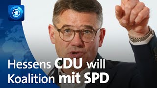 Nach Landtagswahl Hessens CDU will mit SPD regieren [upl. by Attiuqehs]