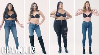 Women Sizes 32A Through 42D Try On the Same Bra Fenty  Glamour [upl. by Ajnek]