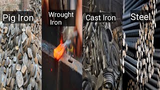 Difference Between Pig iron Wrought iron Cast Iron And Steel  An Overview [upl. by Aysab109]