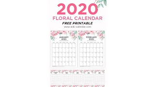 Free Printable Year 2020 Calendar  WikiCalendarCom [upl. by Hermosa693]