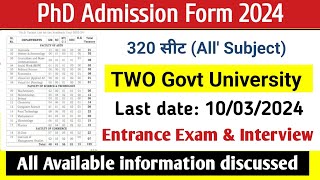 PhD Two New Application Form 320 Seat Government University PhD Admission 2024 [upl. by Neliak308]