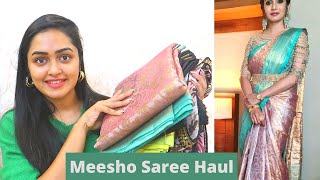 Meesho Wedding Festival Special Saree haul  Saree haul Rs350Rs800 HeavenlyHomemade [upl. by Ondrej530]