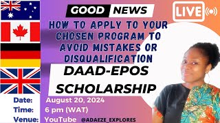 DAAD EPOS SCHOLARSHIPHOW TO APPLY [upl. by Johnath332]