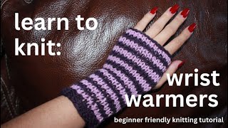 easy fingerless knit gloves tutorial [upl. by Llireva344]