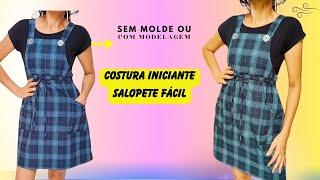 🗼 COSTURA INICIANTE SALOPETE PASSO A PASSO SEM MOLDE OU COM MODELAGEM  Luciete Vasconcelos [upl. by Meli303]