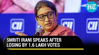 After Defeat Smriti Iranis First Reaction On Camera Loses Amethi By 16 Lakh Votes To Congress [upl. by Anialem]