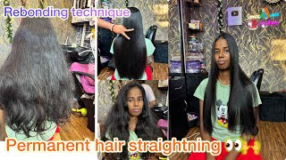 permanent hair straightening permanent hair straightening at home 🏡shortsfeed haircare [upl. by Suoirrad]