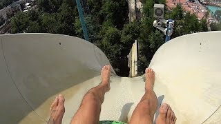 Twin Peaks Water Slide at Caneva Aquapark [upl. by Lebasi4]