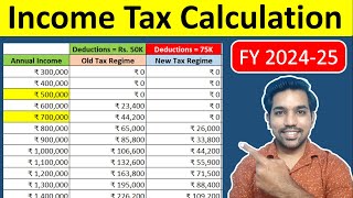 New Income Tax Calculation 202425  Tax Slab Rates for Old amp New Tax Regime [upl. by Alyworth]