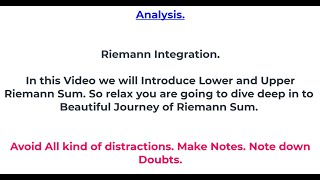 Riemann Integration First Exercise in Easy Language  Abhyabkul [upl. by Nairadal]