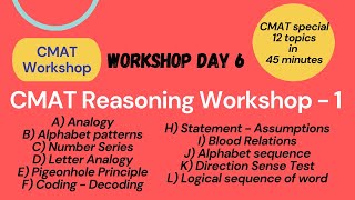 CMAT Logical Reasoning Part 1Important tipsCMAT Workshop Day 6How to crack CMAT 2022Priyasha Das [upl. by Lladnew472]