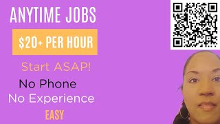 Anytime Easy Jobs 20 Per Hour No Exp l No Phone  Start ASAP [upl. by Wandis639]