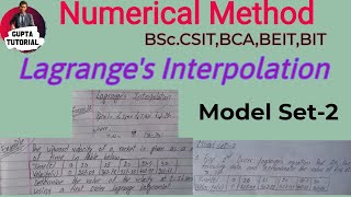 Lagranges Interpolation Part VIII BSCCSIT3rdSem BIT3rdSem BCA4thSem BEIT [upl. by Guillema]