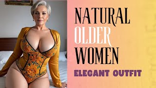 Graceful Beauty Natural Older Woman 😍 OVER 60  Elegant Shiny Mini Dresses [upl. by Llenad66]