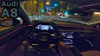 2022 Audi A8 60 TFSI quattro facelift  night POV test drive [upl. by Dranyam]