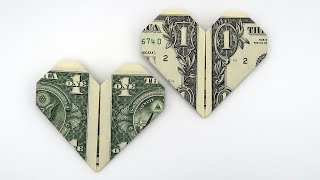 How To Make A Dollar Origami Heart With A 1 Bill [upl. by Nellir]