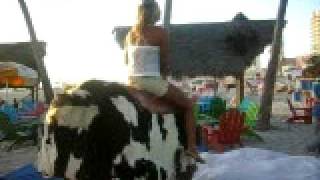 ride the bull  Rosarito Beach Mexico  hot chick gets tossed [upl. by Llenrep]